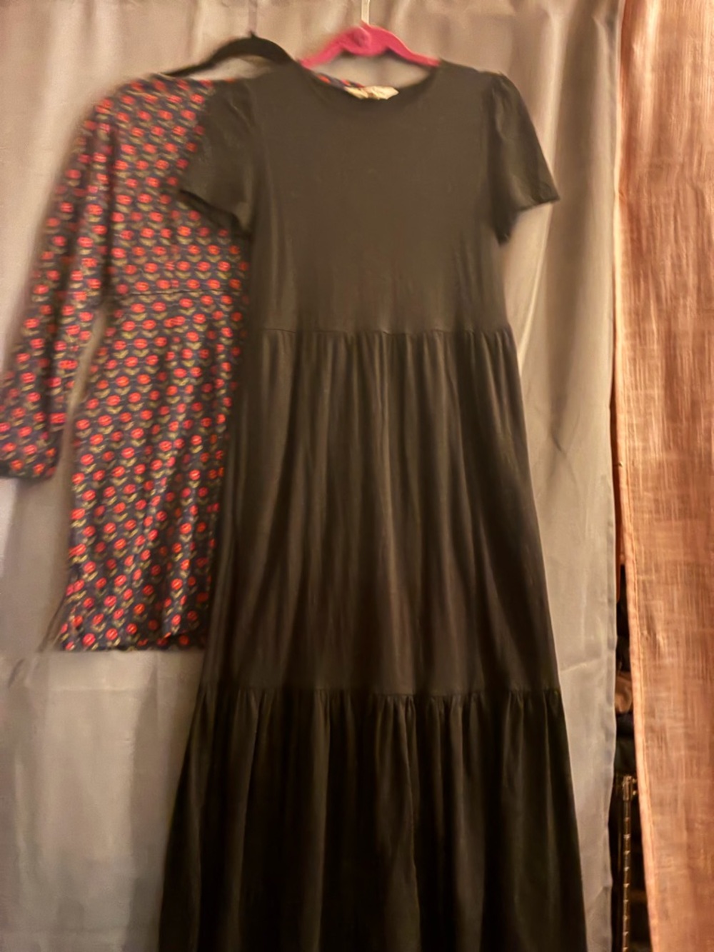 Boden Black Short-Sleeve Tiered Maxi Dress